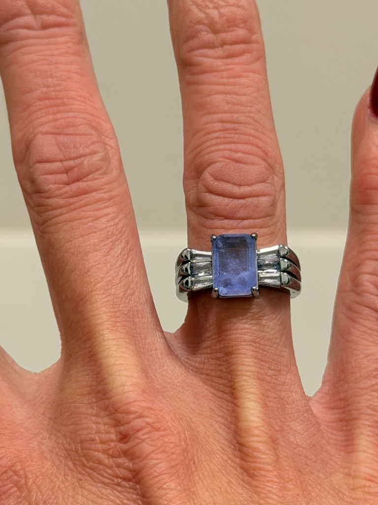 Bomb Party Nwot! Sterling Silver Lavender-Blue Rectangle Gem Ring